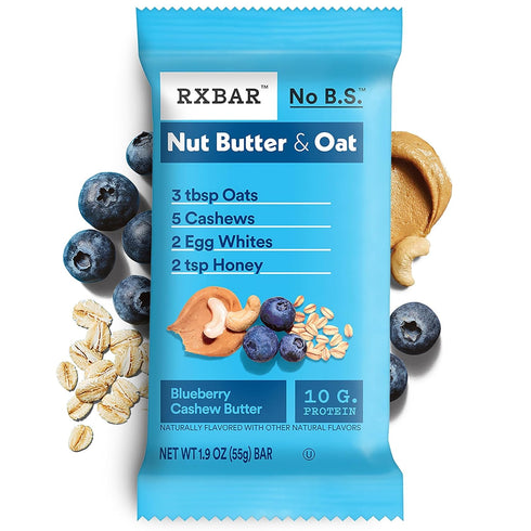 23.2oz (12 Count) RXBAR Nut Butter and Oat Protein Bars, Protein Snacks, Snack Bars, Blueberry Cashew Butter, Box