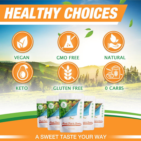 20X 2270; 1-LB Monk FruitStevia & Allulose All Purpose Sweetener Sugar Sweetness; Total Servings Zero Calorie