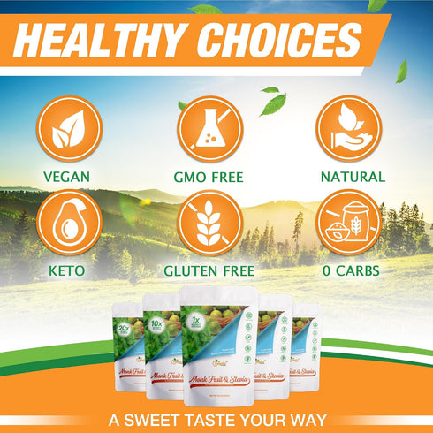 10X 1135; 1-LB Monk FruitStevia & Allulose All Purpose Sweetener Sugar Sweetness; Total Servings Zero Calorie