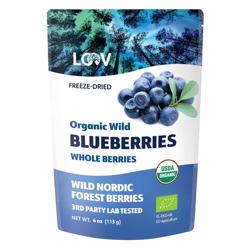 LOOV Wild Organic Dried Blueberries, No Added Sugar, No Added Oil, 4