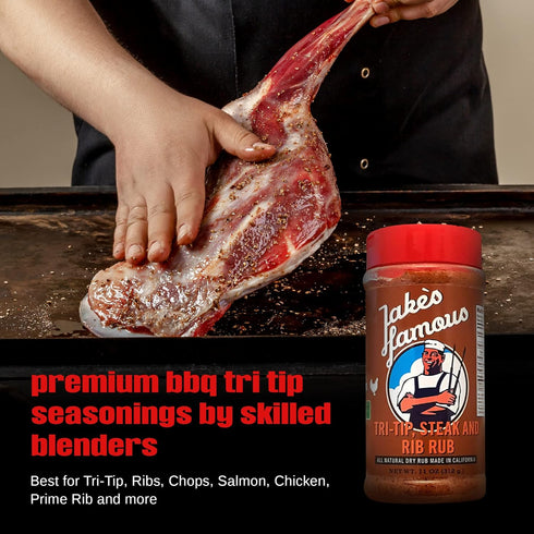 Jake's Famous Foods 11 Oz (Pack 1) Jake's Righteous Rubs Tri Tip, Steak & Rib Rub All Purpose, Brown Sugar BBQ