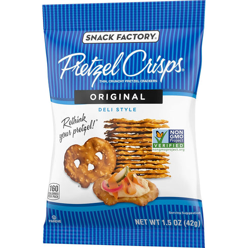 Pack 1.5 Oz (Pack 24) Snack Factory Pretzel Crisps Original Flavor, Snack Individual Size