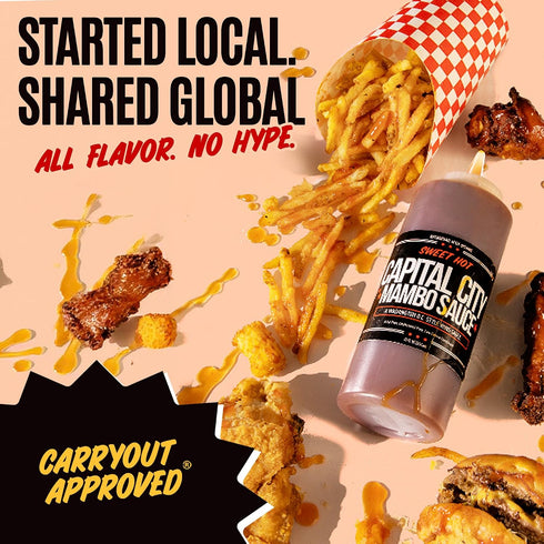 12oz Capital City Mambo Sauce Sweet Hot, Washington DC Wing Sauces, Perfect Condiment for Wings Chicken Pork Beef