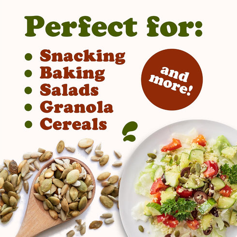 4 Food to Live Dry Roasted Sunflower and Pumpkin Seed Mix, Pounds Oven Roasted, No Oil added, Natural Snack, Rich