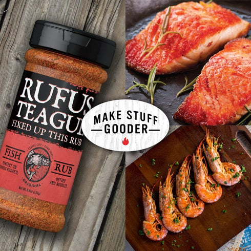 Rufus Teague Fish Rub, Premium BBQ Rub, 6.8oz Bottle