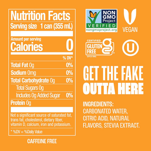 12 oz (24-Pack) Zevia Zero Sugar Soda, Orange, Cans Naturally Sweetened, Non-GMO Project Verified, Gluten-Free, Vegan
