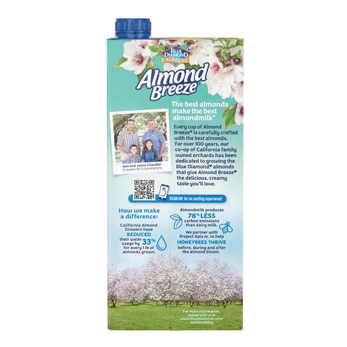 32 Oz (Pack 12) Almond Breeze Dairy Free Almondmilk Blend, Almond Coconut, Unsweetened Original, Fl