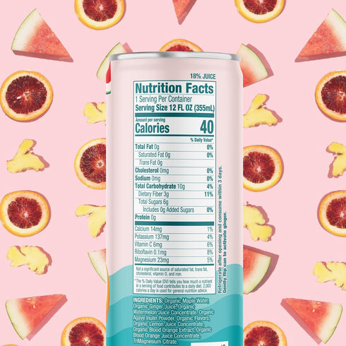 ((Pack 12), Recoup Organic Sparkling Prebiotic Drink - Ginger with Electrolytes for Gut Health Support & Hydration, No