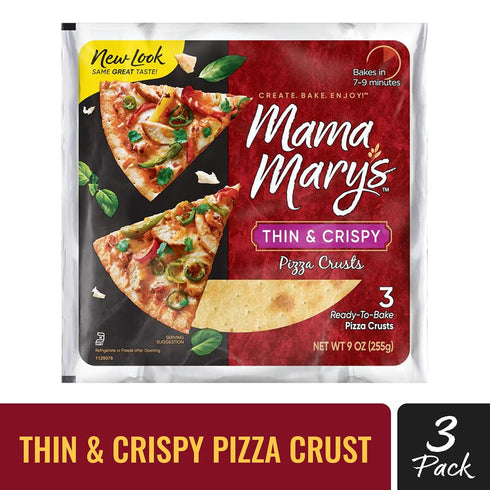 Mama Mary's 7" 3 Count Thin & Crispy Ready to Bake Pizza Crusts