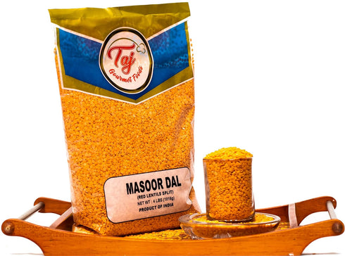 TAJ Gourmet Foods (4-Pounds) TAJ Premium Indian Masoor Dal, Red Lentils