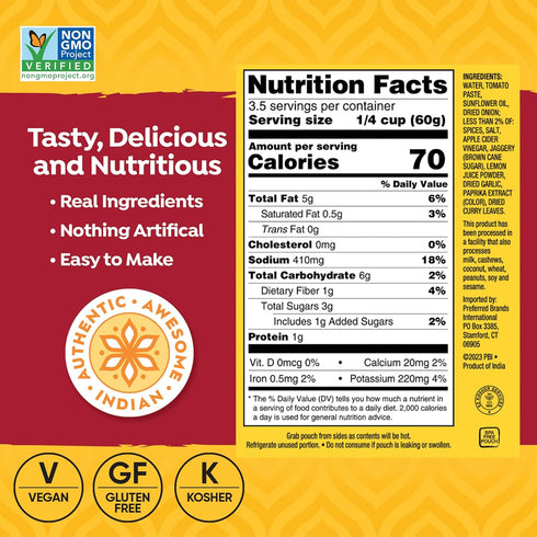Tasty Bite Goan Style Spicy Vindaloo Simmer Sauce, 7-Ounce (5-Pack), Vegan, Kosher, Non-GMO