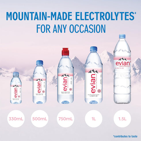 16.9fl oz./500mL (pack 24) evian Natural Spring Water, PH Balanced with Natural Electrolytes, Bottles