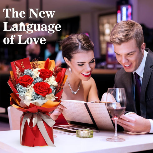 Jtoder Forever Flowers for Delivery, Preserved Flower Bouquets, Long Lasting Red Roses, Gifts Bouquet for Mother Wife
