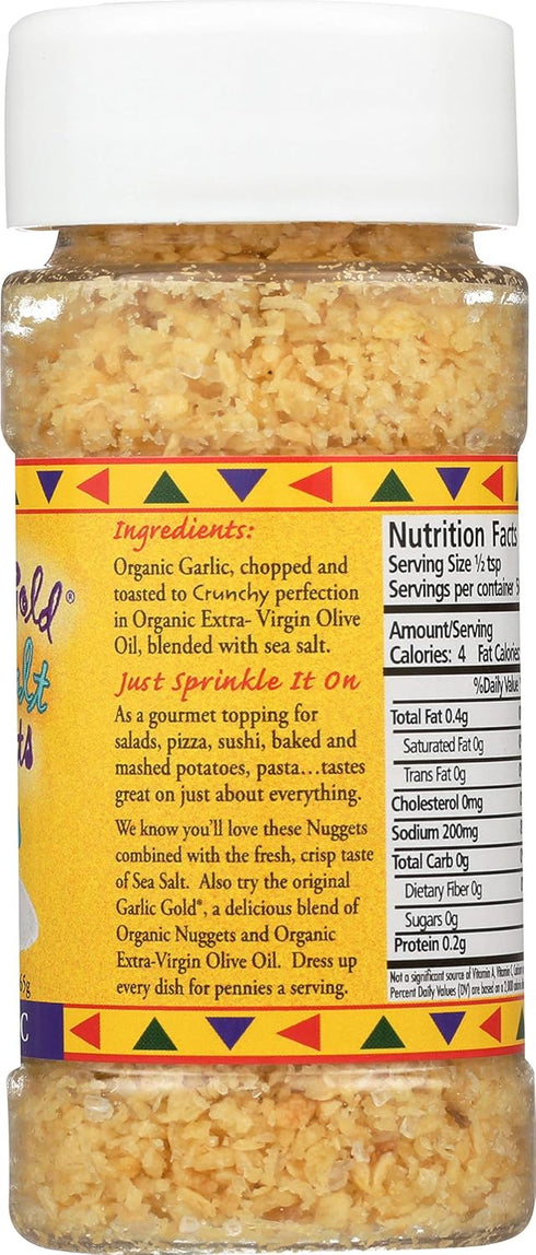 (2.3 Pack 3) Garlic Gold Toasted Nuggets Organic Garlic Minced Nuggets with Sea Salt, Paleo, Vegan, Keto, Gluten-Free