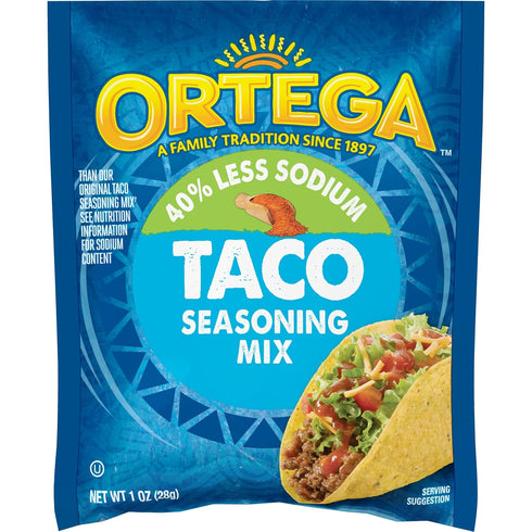 Ortega Taco Seasoning Mix, 40% Less Sodium, 1 Ounce (Pack of 12)