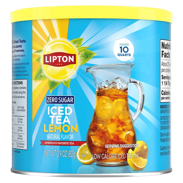 Lipton Diet Zero Sugar Lemon Iced Tea Mix, Pack of 3 Caffeinated