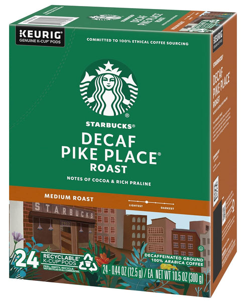 24 Count (Pack 2) Starbucks Decaf Pike Place Roast K Cups