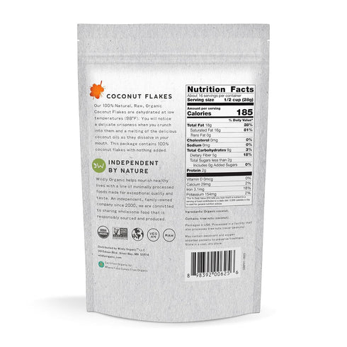 16 Oz, 1 lb Wildly Organic Fine Coconut Flakes Bag Unsweetened, Organic, Gluten-Free, Vegan, Non-GMO, All-Natural