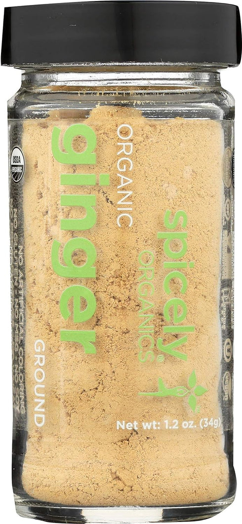 Spicely Organics USDA Certified Organic Ginger Ground, Vegan Friendly, 1.2 Ounce (Pack of 3)