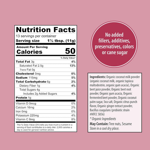 Organic Traditions Beet Latte, Instant Dairy Free Superfood Latte with Fermented Beetroot, 150g/5.3oz Bag