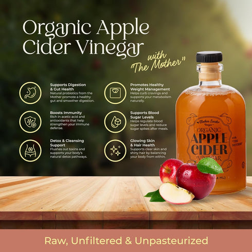 (1/14oz Mother Earth, Organic Apple Cider Vinegar with The Mother, Fresh Pressed Organic Apples, OACV, ACV, Raw