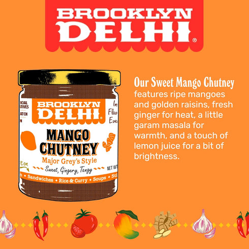 9 Pack 2 Brooklyn Delhi Mango Chutney - Ounces - Made with Ripe Mangos, Golden Raisins, Fresh Ginger, Garam Masala