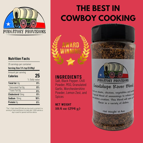 Purgatory Provisions Guadalupe River Blend - Authentic Texas Brisket Rub, Great All-Purpose Seasoning, BBQ Rub, Meat