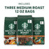 Pack, 12 oz Starbucks Whole Coffee Beans, Medium Roast Hot or Iced Coffee, Variety Three Bags