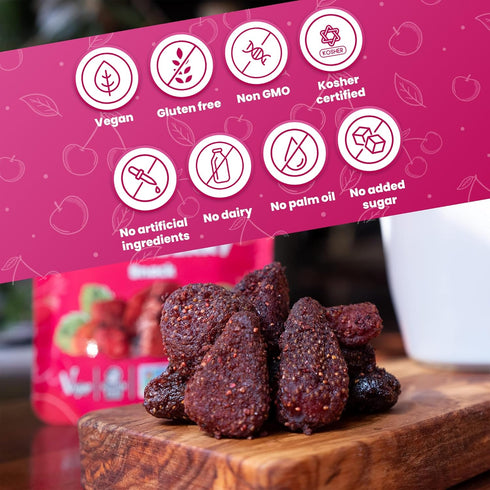 (Pack 20) 1.1 oz Packs Nutruit Dried Strawberry Snack of No Added Sugar, Healthy Fruit Snacks, Fresh, Vegan, Gluten