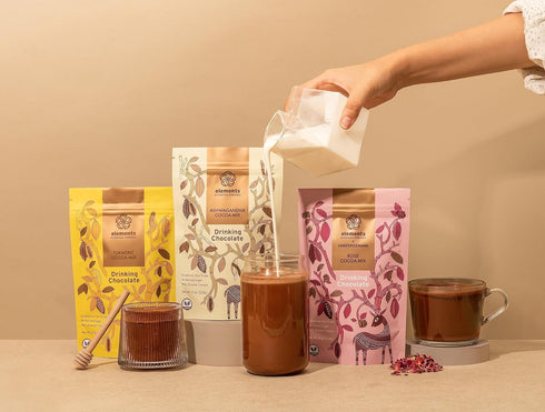 Elements Truffles Dark Hot Chocolate with Ashwagandha - 8 Oz All-Natural, Handmade Mix with Organic Cacao Powder