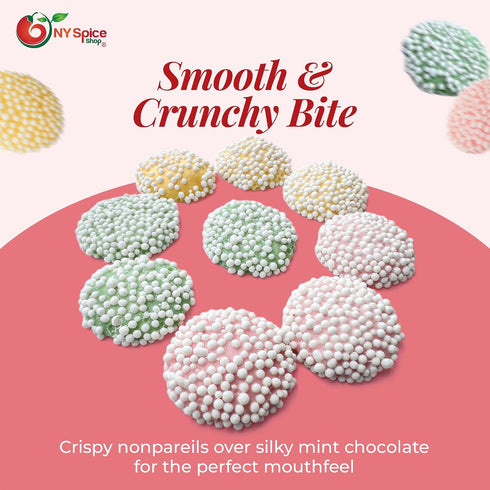 3 NY Spice Shop Pastel Mint Nonpareils Candy - Mini Smooth and Melty Nonpareils Candy - Pastel Delights Sprinkles
