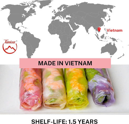 TANISA Square Beetroot Rice Paper Wrappers for Spring Rolls, 8.7 inch, 7 oz, Gluten Free, Natural Pink Banh Trang
