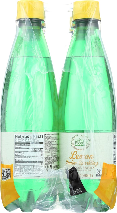 16.9 Oz, 6 Count Whole Foods Market, Lemon Sparkling Mineral Water, Fl