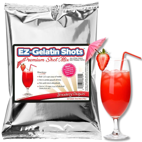 Strawberry Daiquiri Jello Shot Mix, 6.78 oz - Premium Gluten-Free, Easy to Make for Adult New Year Party Supplies