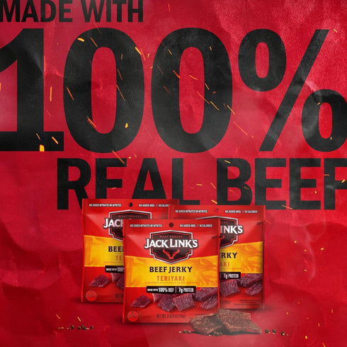 (2 Pack) 9 oz 11g 100% Jack Link's Teriyaki Beef Jerky - Bag - Ready to Eat Protein Snacks - Protein per Serving - Made