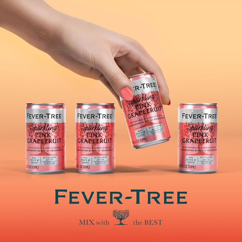 5.1 oz Pack 24 Fever-Tree Sparkling Pink Grapefruit Premium Soda Mixer for Cocktails and Mocktails, fl Cans