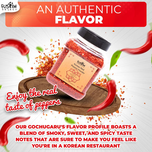 Fusion Select Korean Premium Non-GMO Gluten Free Red Chili Pepper Flakes Powder, Crushed Red Pepper Premium Gochugaru