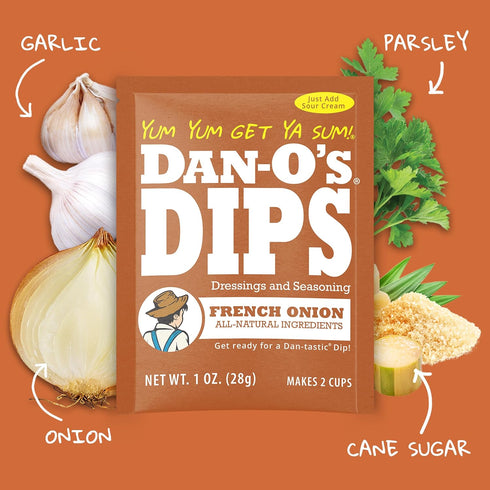 Pack (16 Pack) Packets Dan-Os Dips Variety Ranch, Mexi-Ranch, French Onion & Dill Dip Mixes All-Natural Seasoning Just
