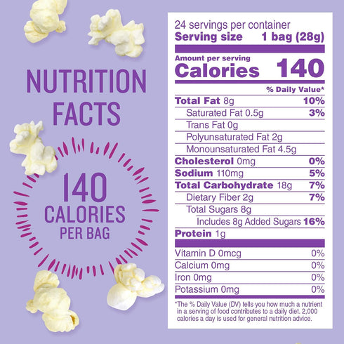1 oz. (Pack 24) Angie's BOOMCHICKAPOP Sweet & Salty Kettle Corn Popcorn, Individual Bag