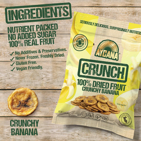 100% Pack, 12 Aycana Sweet & Simple Selection Box Dried Fruit Crunchy Banana, Pineapple, Mango, Strawberry Gluten-Free