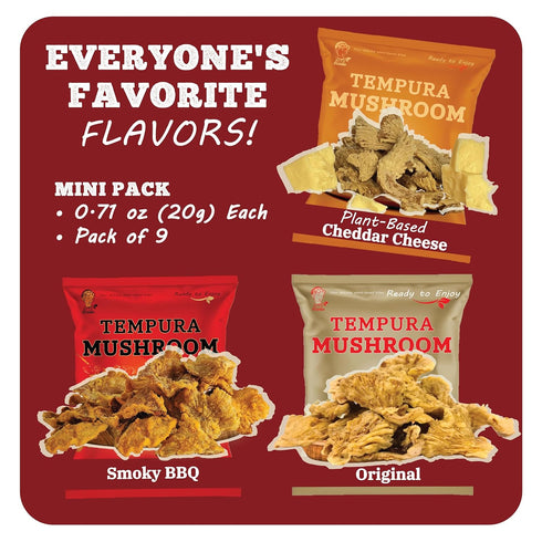 Pack, (0.71 oz, 9-Pack) BITETUOSO Tempura Oyster Mushrooms Mini Variety Tempura-Style Mushroom Snack, Ready-to-Eat