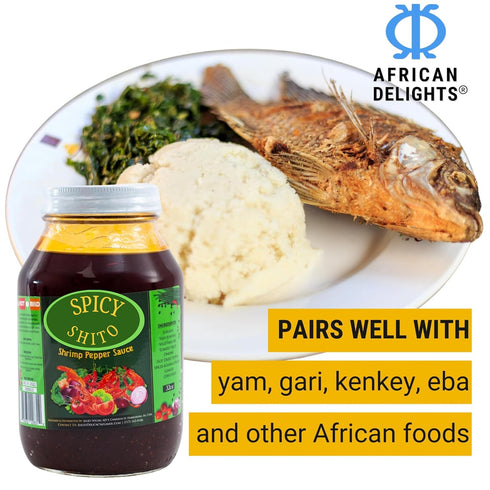 2.2 LB 8oz Banku Mix Ghana + Special Shito Mild Pounded Maize & Cassava Flour | Authentic Ghana Sauce Shrimp Pepper