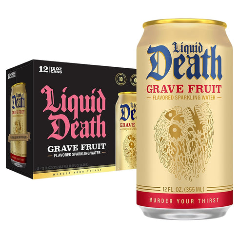 Liquid Death Soda-Flavored Sparkling Water - Grave Fruit (Grapefruit Flavor), Less Sugar*,