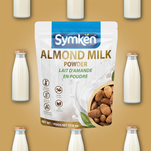 17.6 Oz (500g) (15%) SYMKEN Almond Milk Powder | Pure Almond | No added sugar | Vegan | Gluten free | Lactose free |
