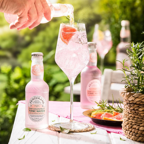 6.7 Oz (Pack 12) Fentimans Sparkling Pink Grapefruit Tonic Water - Grapefruit Sparkling Water, Craft Soda, Mixer, All