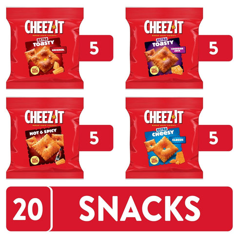 Pack, 20oz (20 Cheez-It Baked Snack Crackers, Lunch Snacks, Variety Box Pouches)