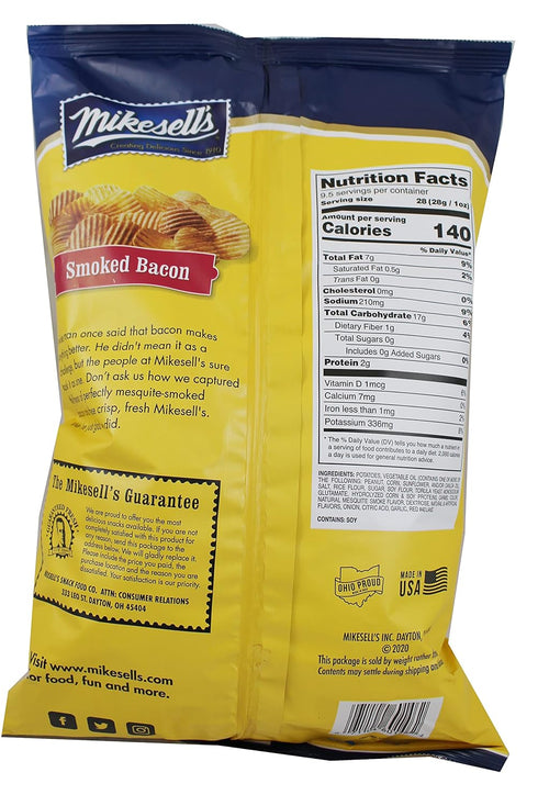 Mikesells 9.5 Smoked Bacon Groovy Potato Chips Ounce Bag