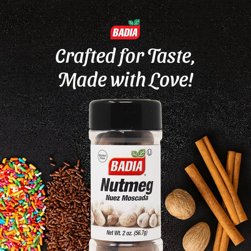 2 oz Badia Whole Nutmeg, Ideal for Baking, Cooking Sweet & Savory Dishes Aromatic & Flavorful Spice