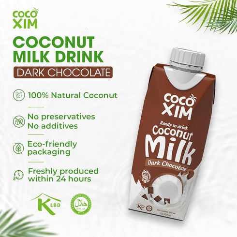 11 oz (Pack 12) 100% COCOXIM Ready to Drink Dark Chocolate Coconut Milk of | Vegan & Plant Based |Halal & Kosher