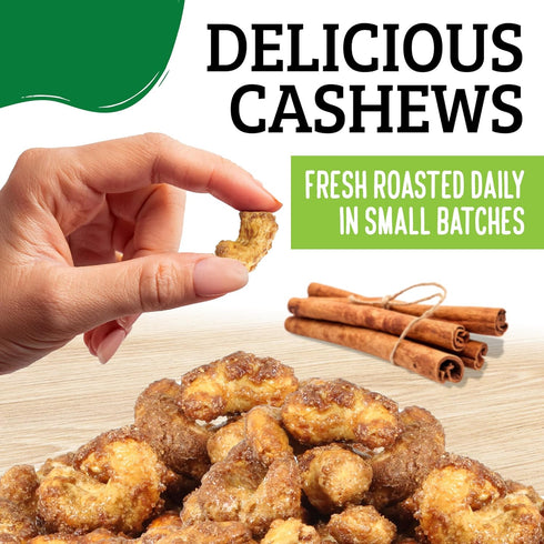 Pack 3, 5 oz Almond Brothers Roasted Cashews - of Hand Crafted Cinnamon Glazed Roasted Cashews, Gluten-Free, Non-GMO
